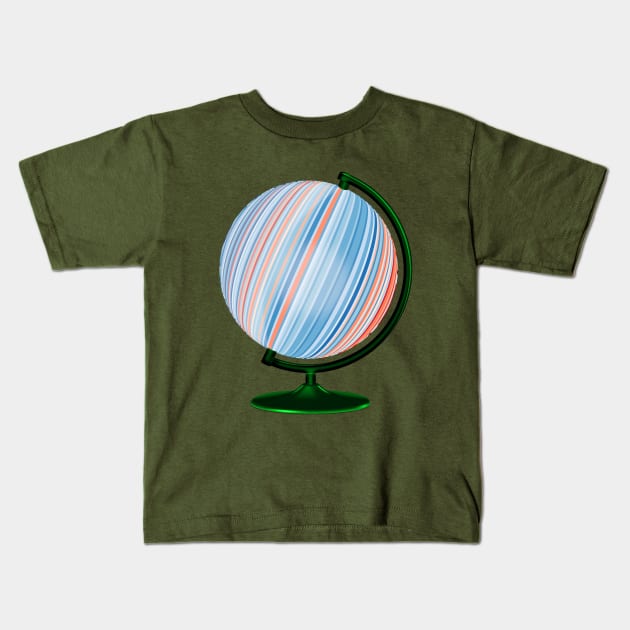 United States Climate Change Warming Stripes Globe Kids T-Shirt by CharJens